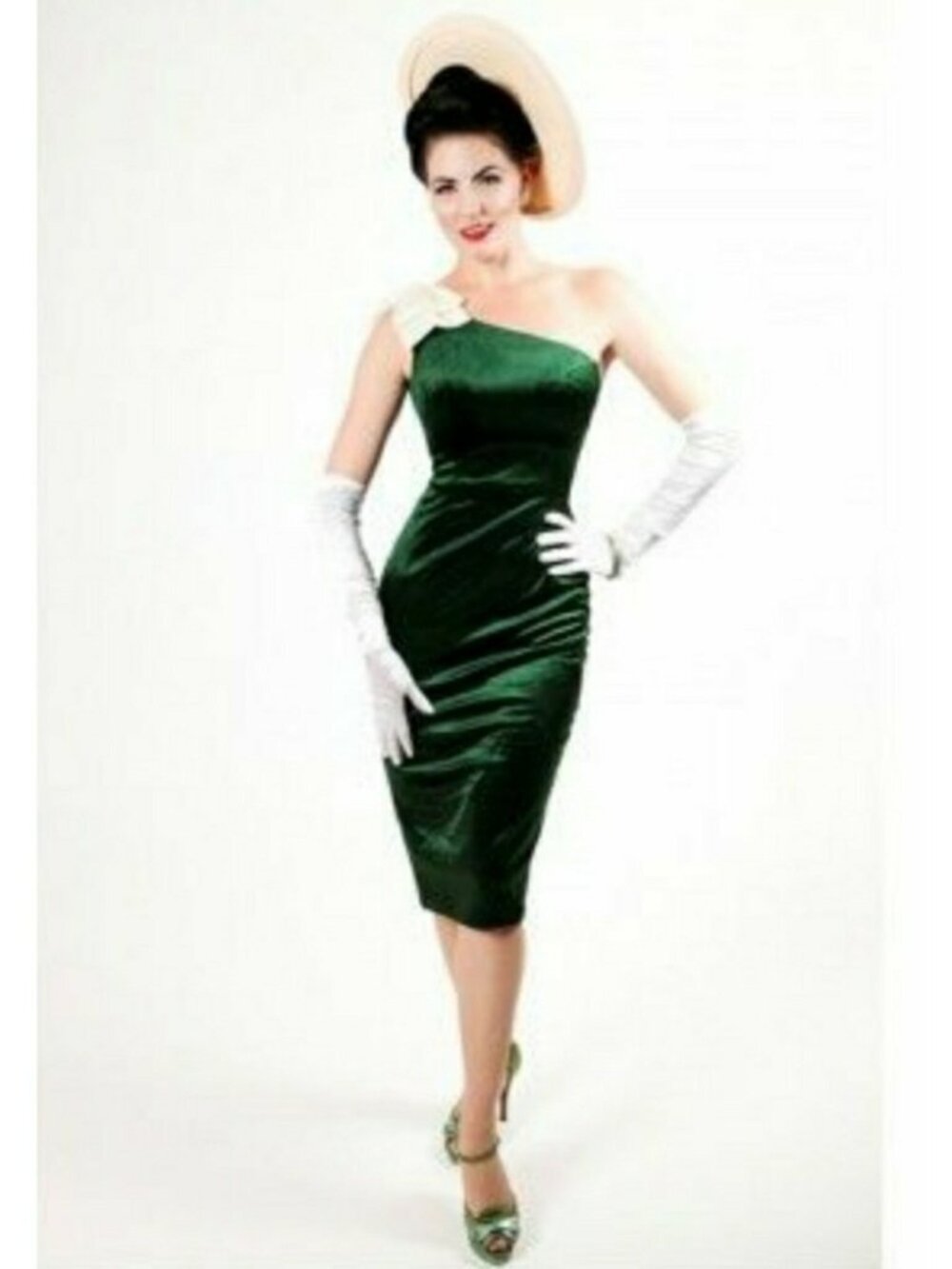 Tatyana Green Velvet Midi Dress